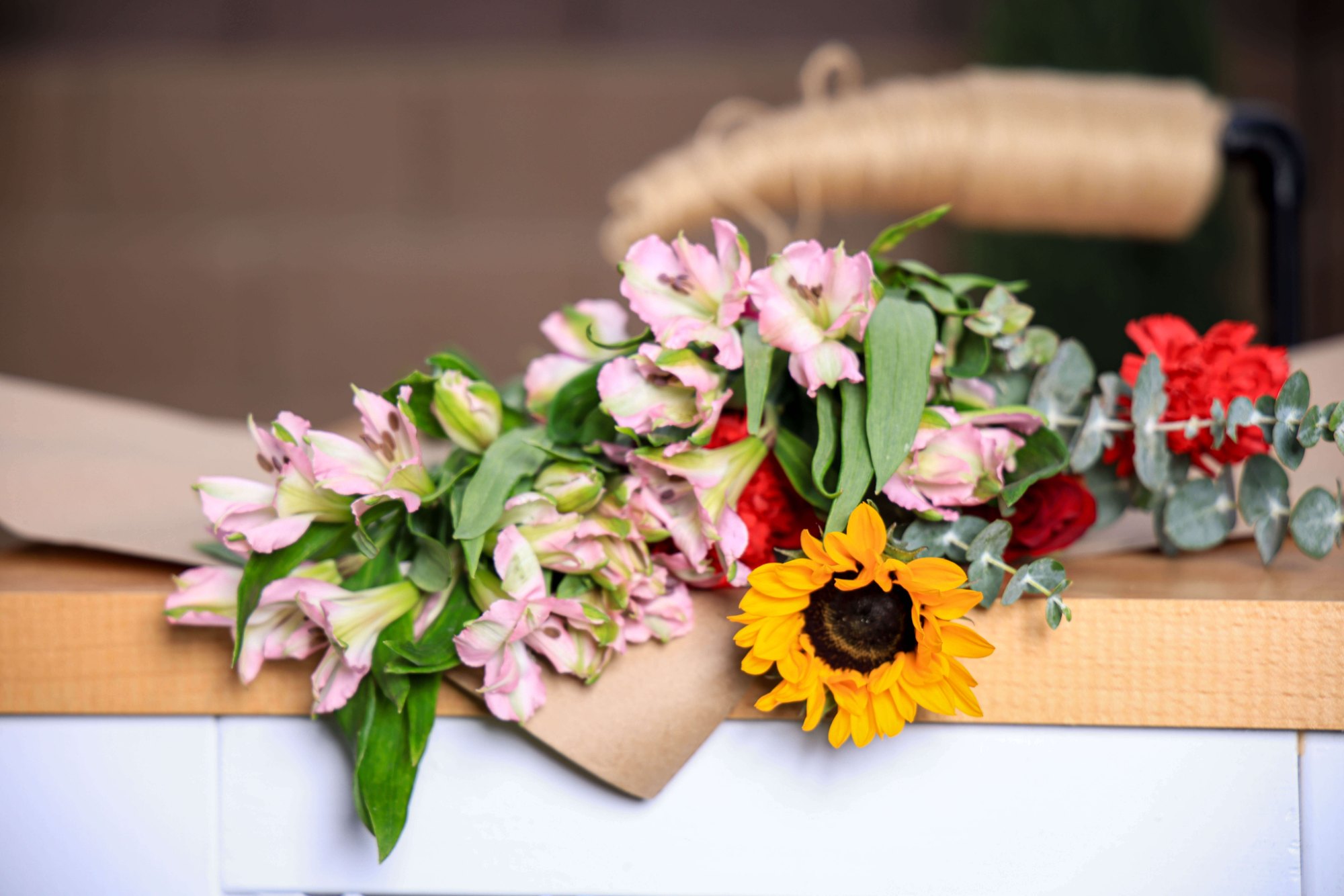 Hand-wrapped stems on the Elysian Le Fleur cart
